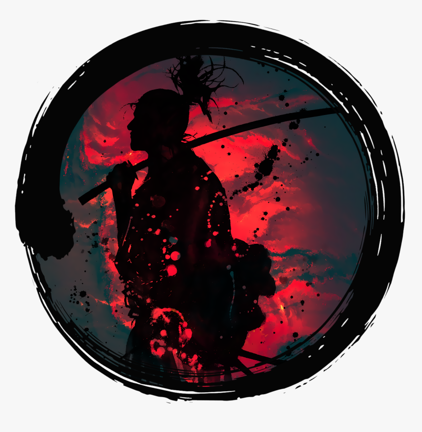Japanese Samurai In Enso Zen Circle Shirt Can Find - Samurai Japanese Ink Art, HD Png Download