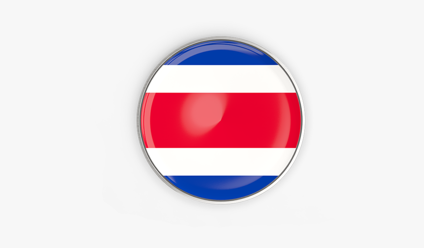 Round Button With Metal Frame - Costa Rica Round Flag Png, Transparent Png