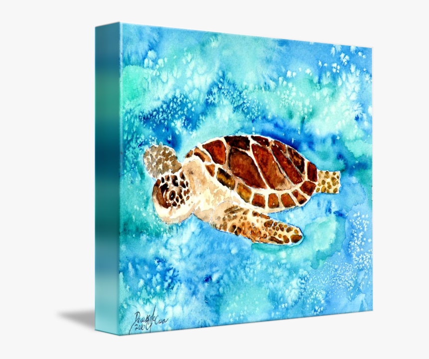 Sea Turtle Sea Life Painting Print By Derek Mccrea - Turtle Painting, HD Png Download