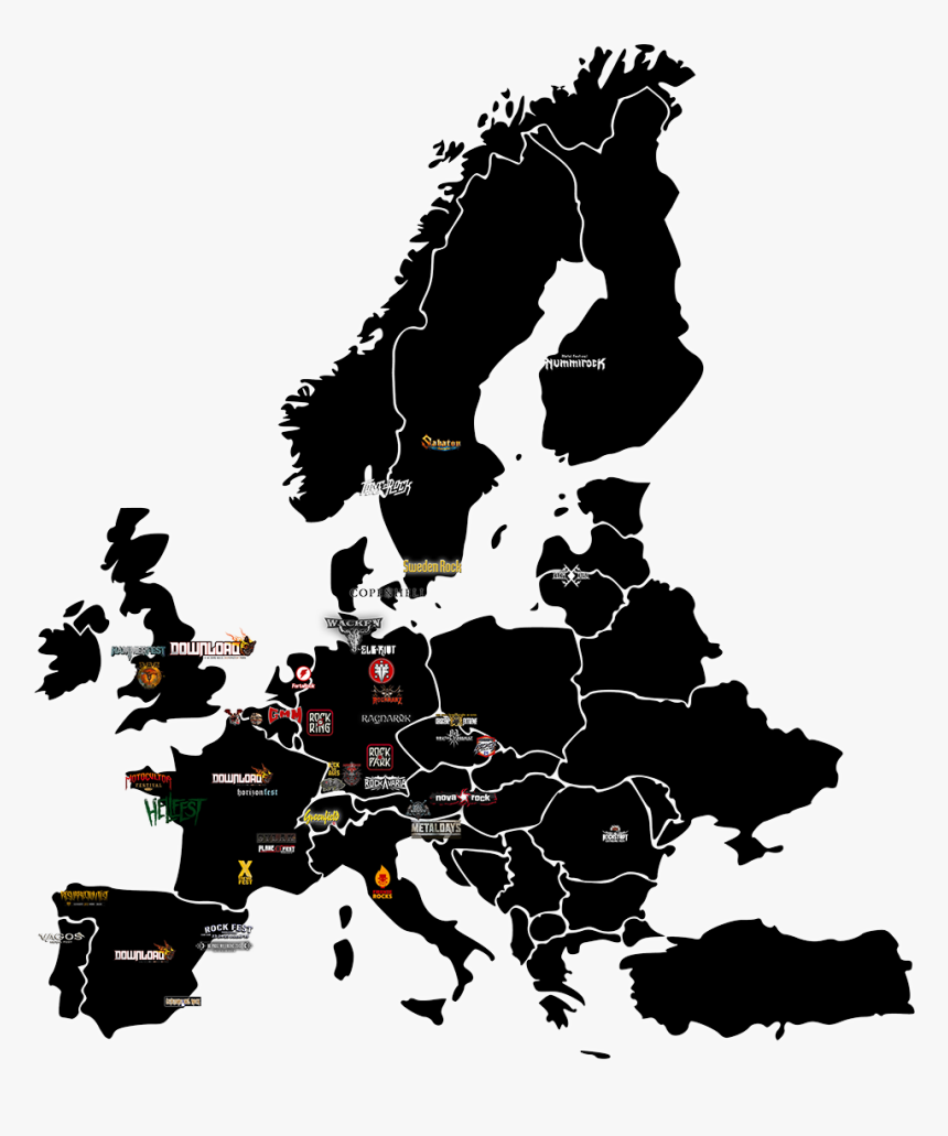 European Map Of Festivals In - Europe Map Clip Art, HD Png Download