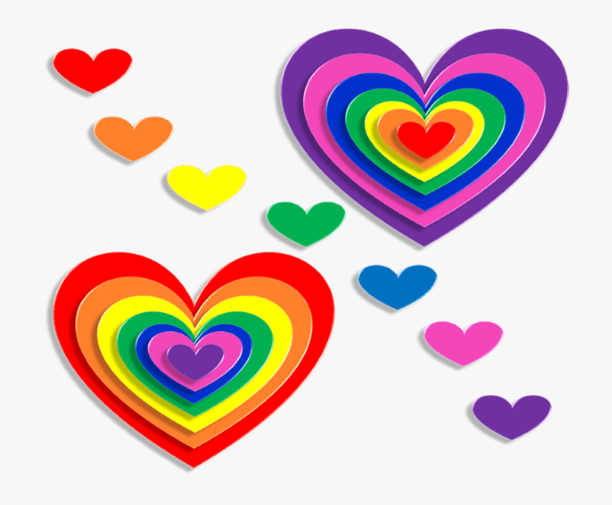 Clipart Transparent Background Rainbow Hearts, HD Png Download
