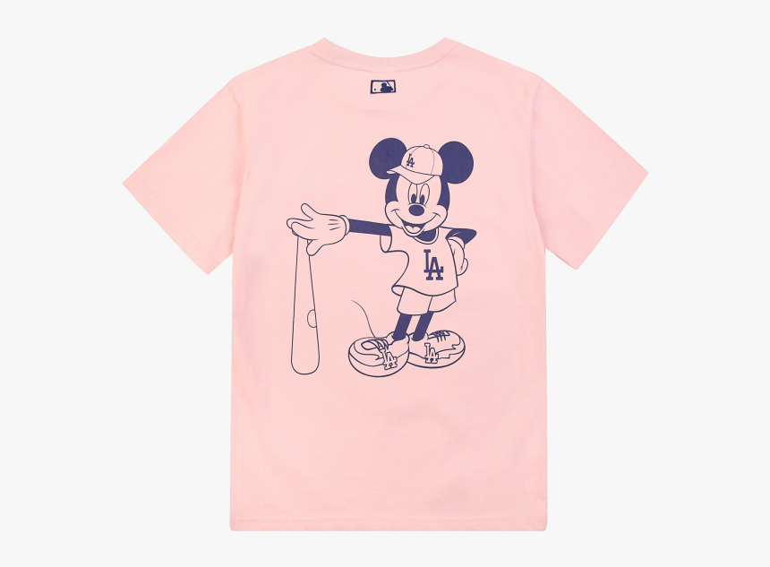 Mlb X Disney Mickey Mouse Back Graphic T-shirt La Dodgers - Cartoon, HD Png Download