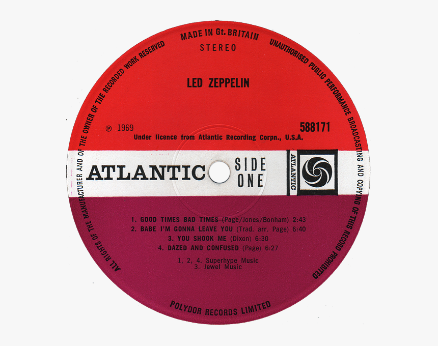 588171 Led Zeppelin - Led Zeppelin Vinyl Label, HD Png Download