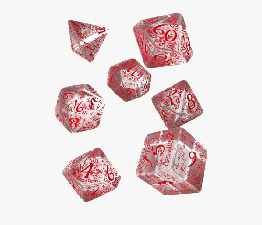 Dice 7 Set Elven Transparent / Red 

 
 Data Rimg Lazy - Elvish Dice, HD Png Download