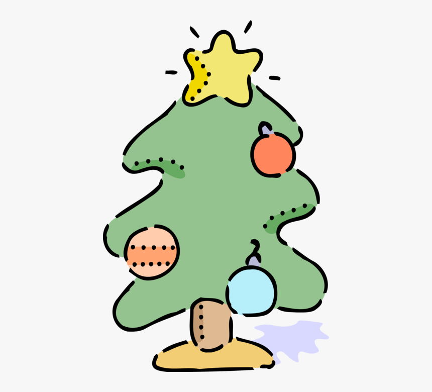 Vector Illustration Of Decorated Evergreen Christmas, HD Png Download
