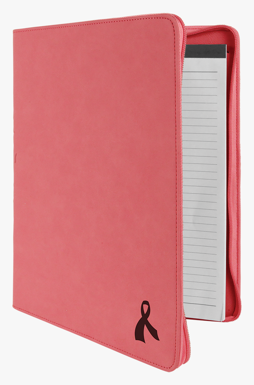 Pink Leatherette Portfolio W/ Zipper With Custom Laser - Wallet, HD Png Download