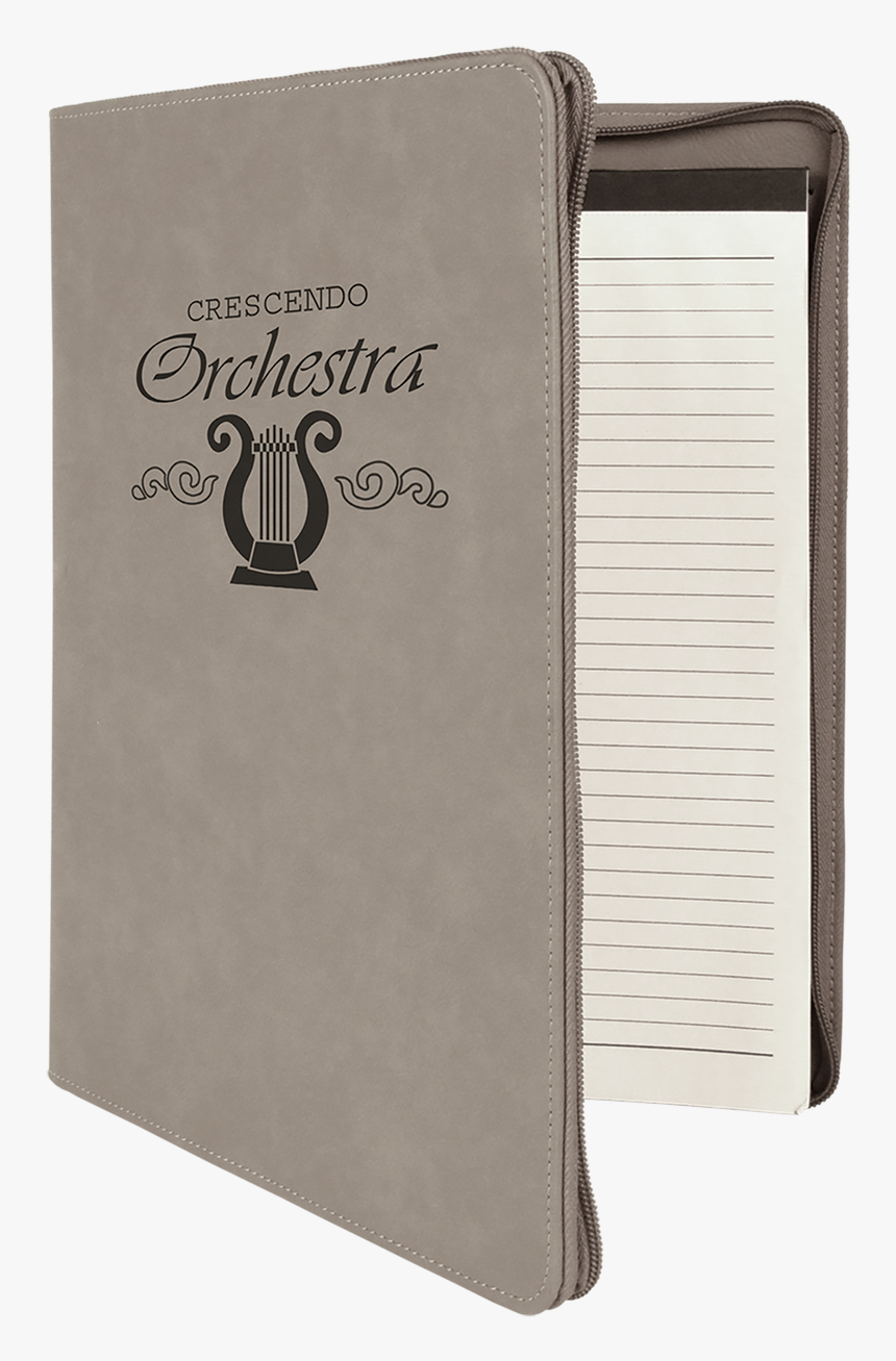Gray Leatherette Portfolio W/ Zipper With Custom Laser - Book, HD Png Download