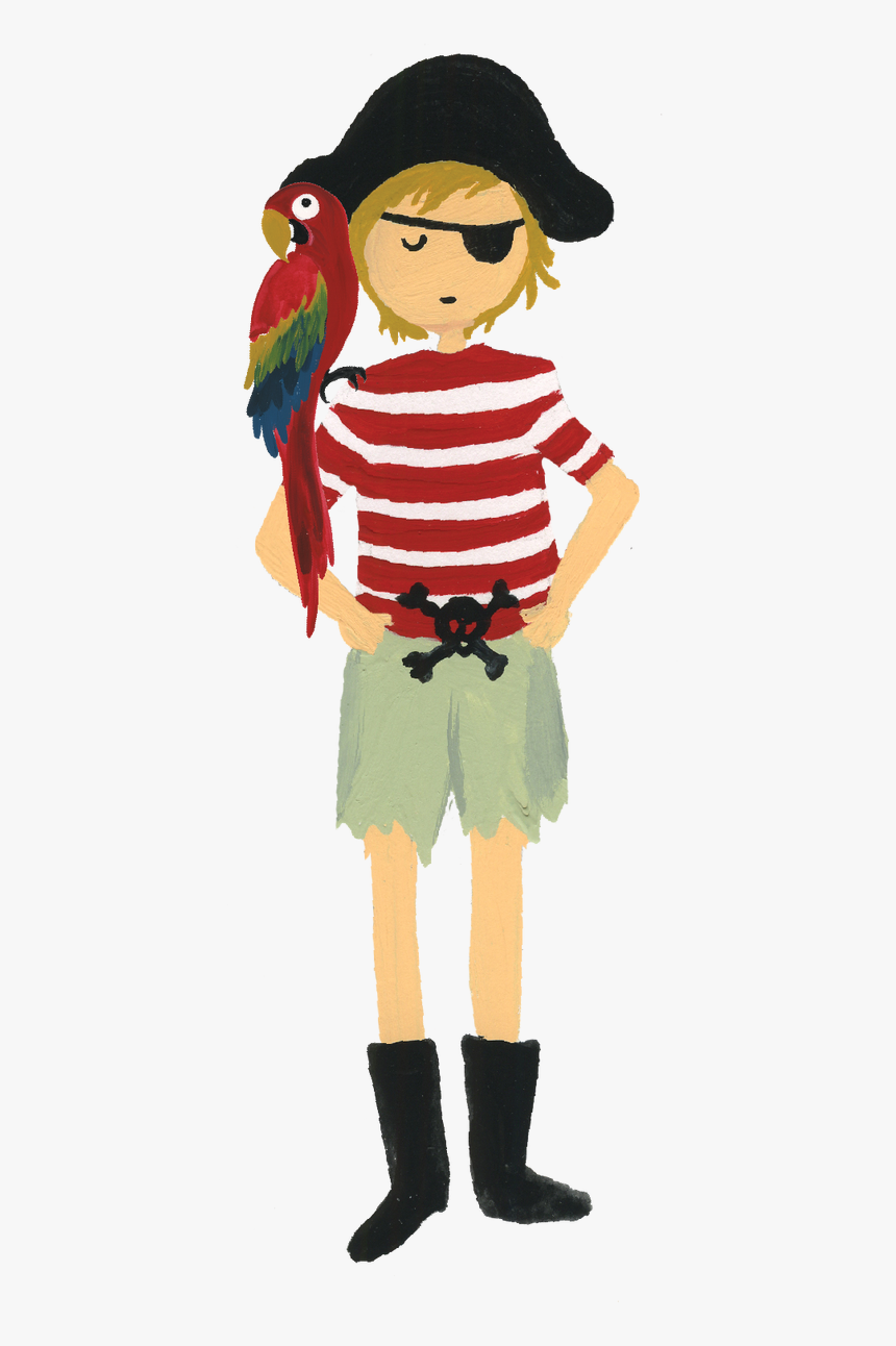 Pirate With Parrot Print & Cut File - Cartoon, HD Png Download