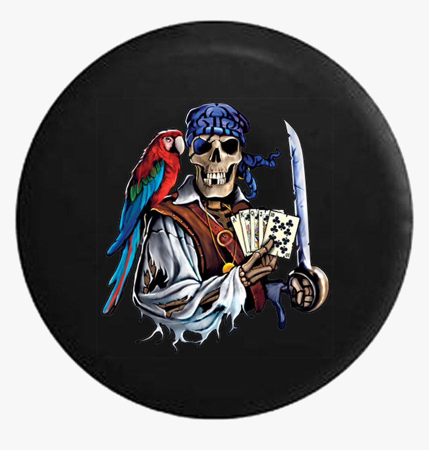 Pirate Skeleton With Parrot Poker Hand And Sword Jeep, HD Png Download
