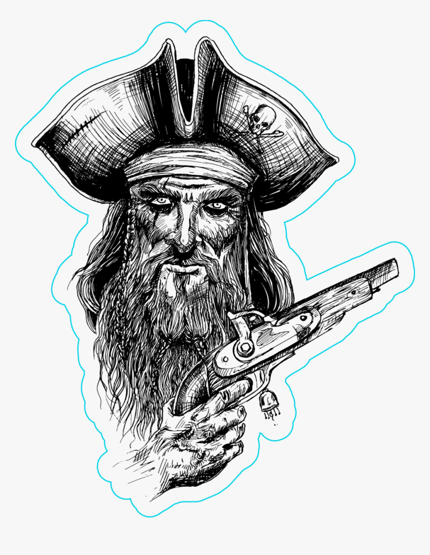 Gnarly Pirate Illustration Sticker - Vector Graphics, HD Png Download