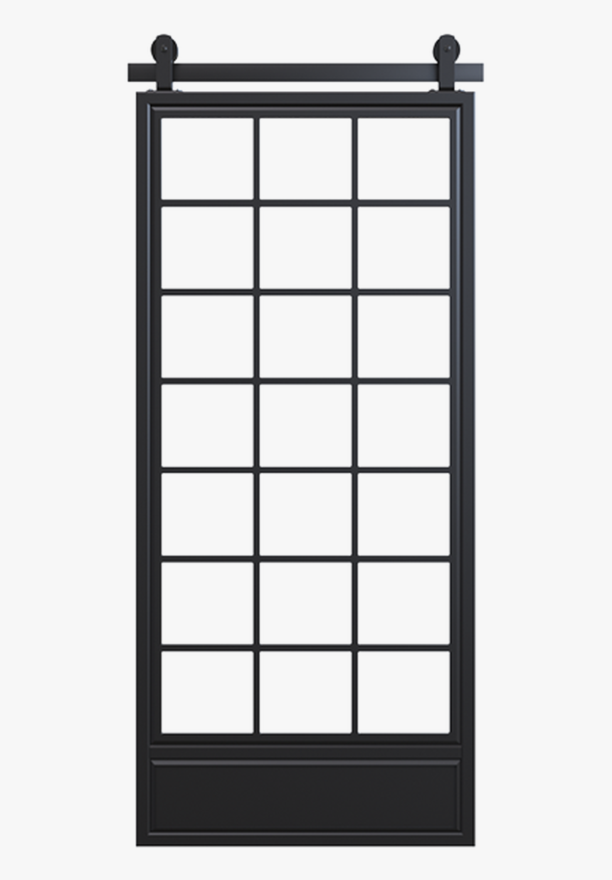 Bottom Panel Square Pane Metal Barn Door With Glass - Home Door, HD Png Download