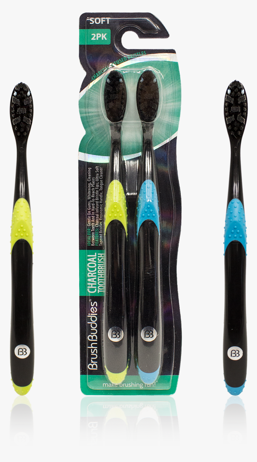 Brush Buddies Charcoal Toothbrush 2pk, HD Png Download
