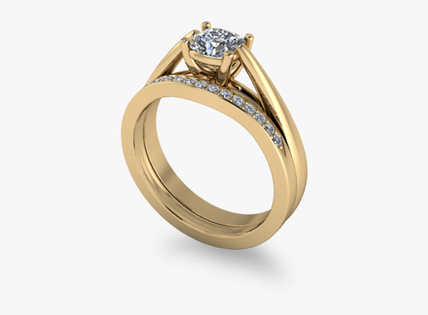 Gold Wedding And Engagement Ring In One, HD Png Download
