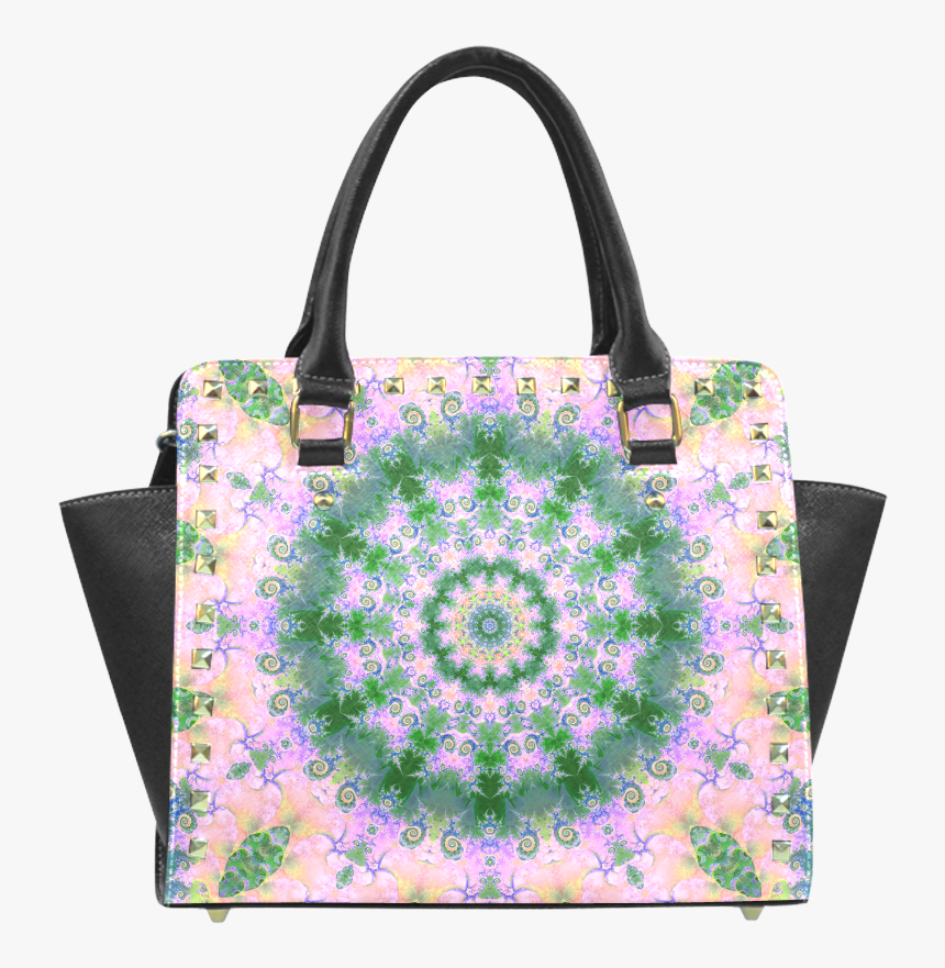 Rose Pink Green Explosion Of Flowers Mandala Rivet - Portable Network Graphics, HD Png Download