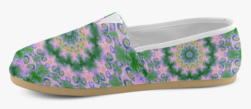 Rose Pink Green Explosion Of Flowers Mandala Unisex - Slip-on Shoe, HD Png Download