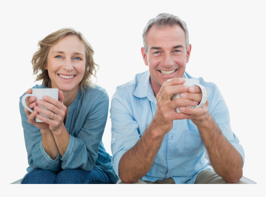 People Drinking Coffee At Home , Png Download - Middle Aged Man And Woman, Transparent Png