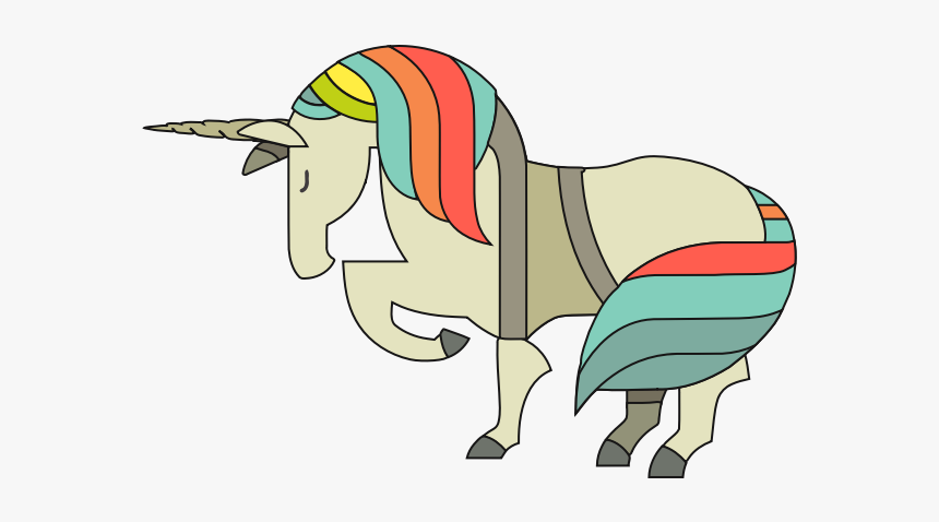 Unicorn With Rainbow Mane - Mane, HD Png Download
