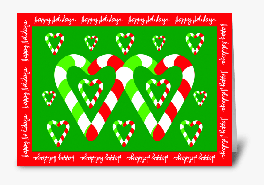 Christmas Candy Canes Of Love Greeting Card - Candy Cane, HD Png Download