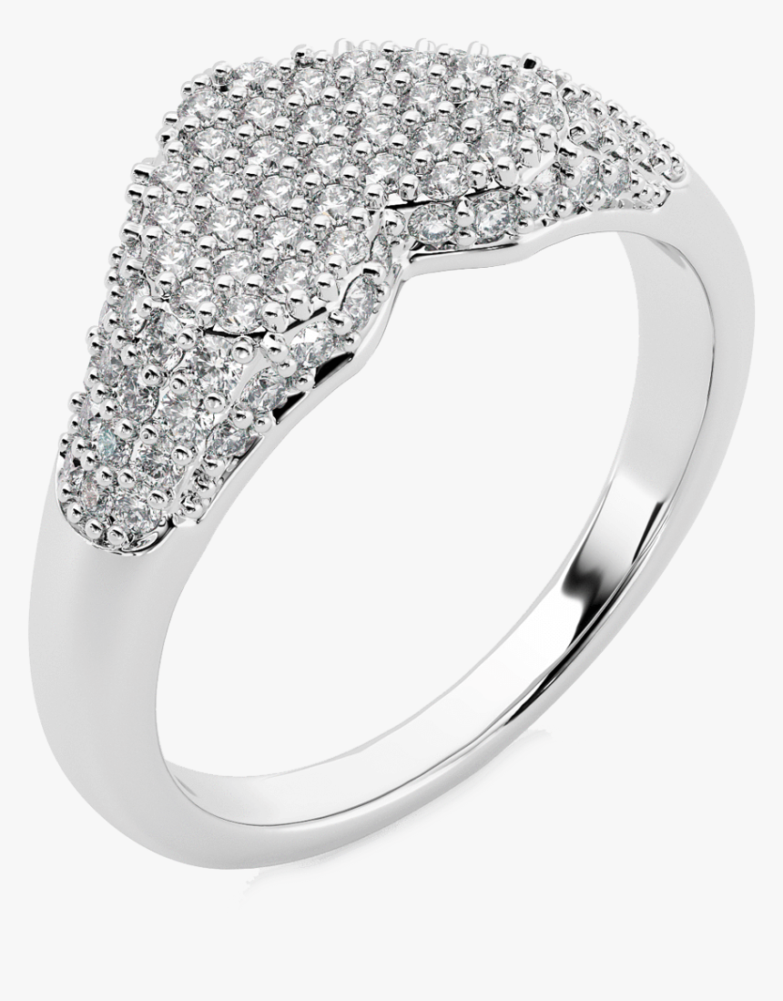 Diamond Heart Pave Signet Ring - Engagement Ring, HD Png Download