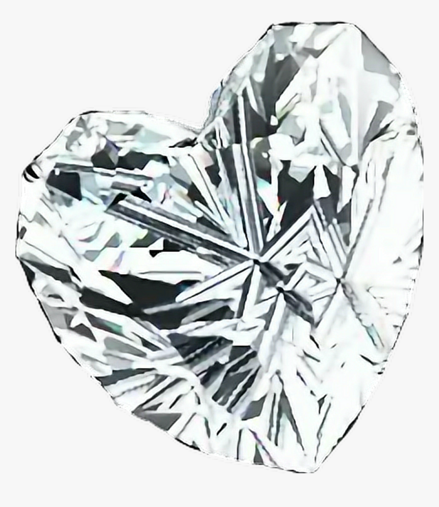 Diamond Heart Diamondheart Diamante Coracao White White - Diamond, HD Png Download