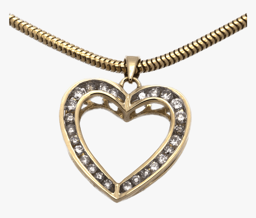 14k Gold And Diamond Heart Necklace - Locket, HD Png Download