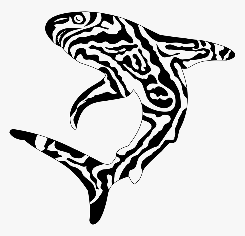Art,monochrome Photography,fish - Tiburon Tribal, HD Png Download