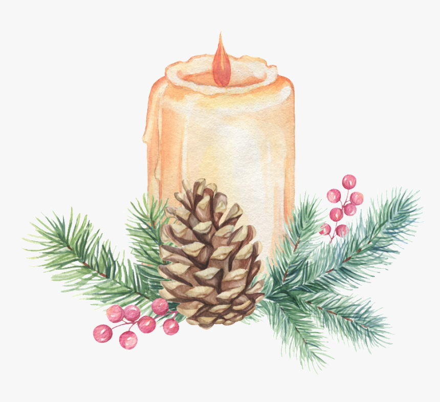 Hand Painted Christmas Candle Png Transparent - Candle, Png Download