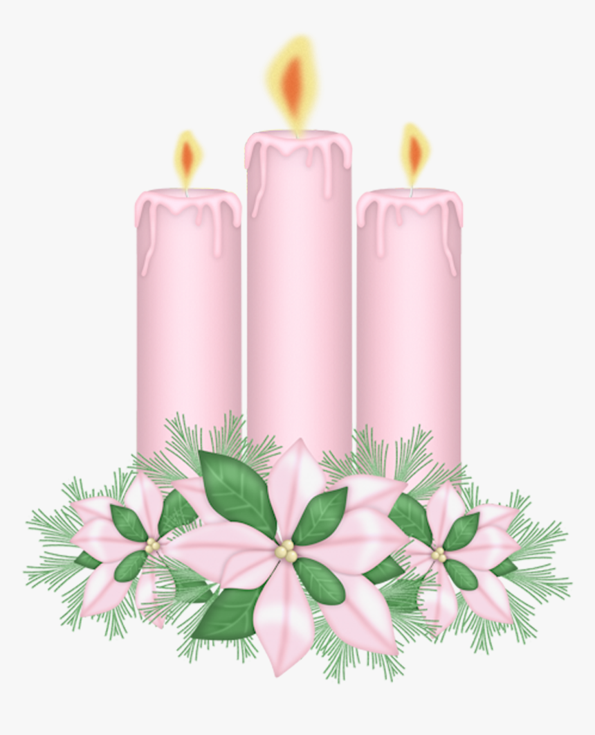 Christmas Candle Clipart Pink- - Camdles Clipart Png, Transparent Png