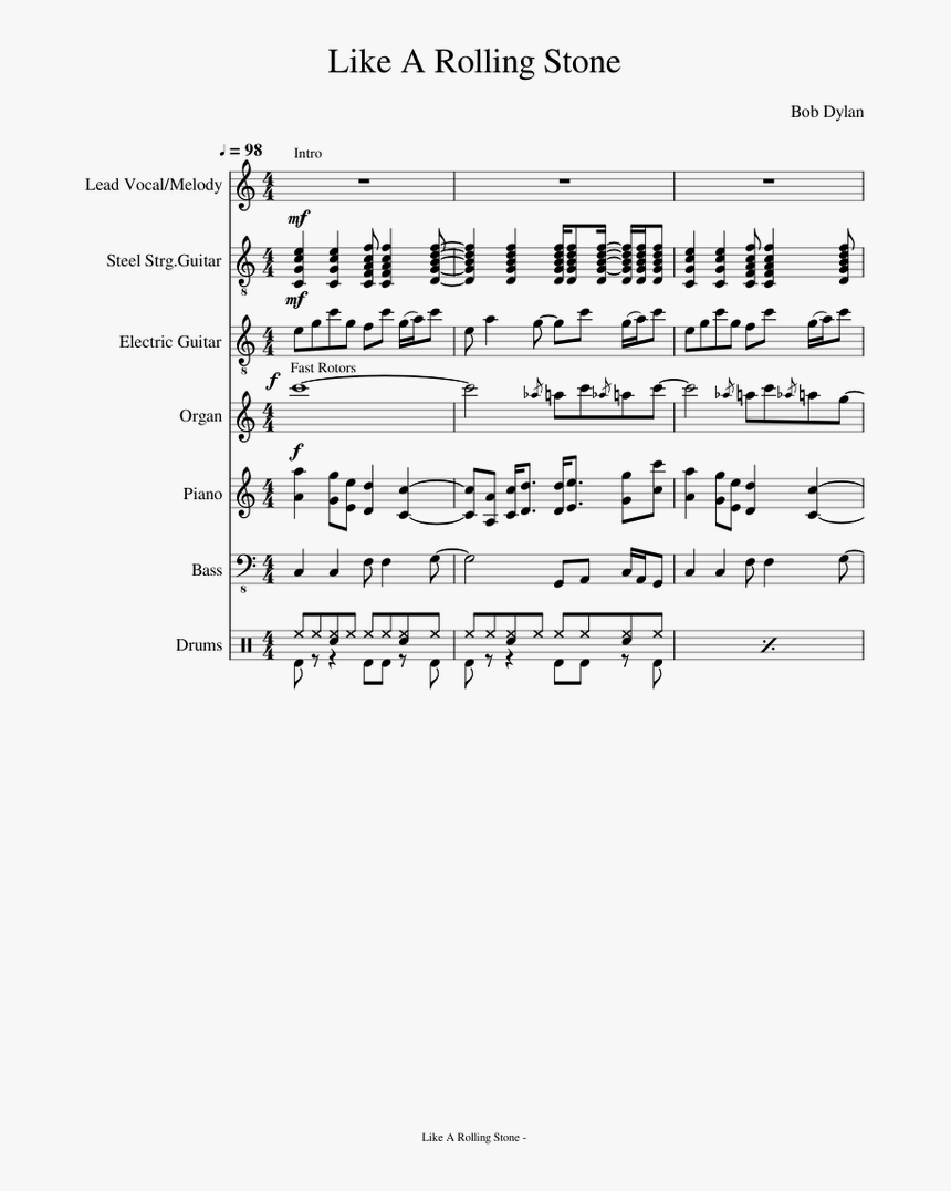 Transparent Rolling Stone Png - Sheet Music, Png Download