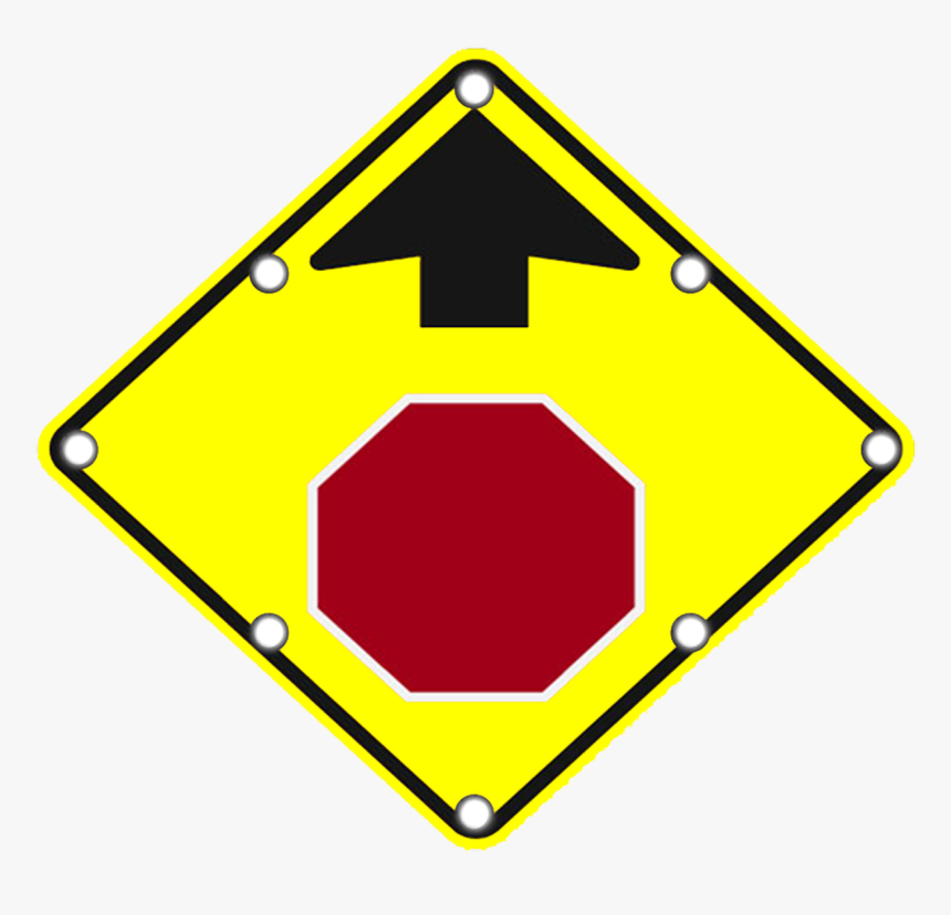 W3-1 Solar Stop Ahead Sign - Stop Ahead Sign, HD Png Download