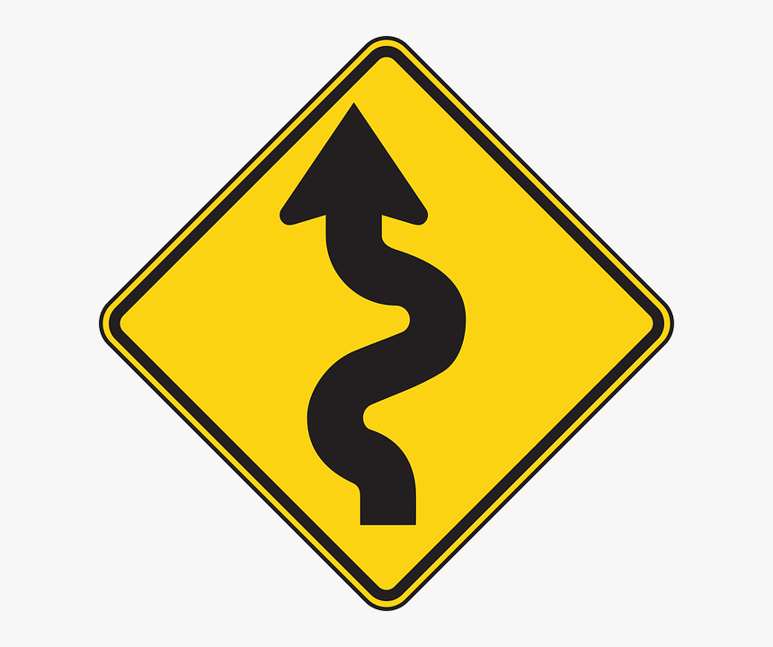Winding Road Sign, HD Png Download