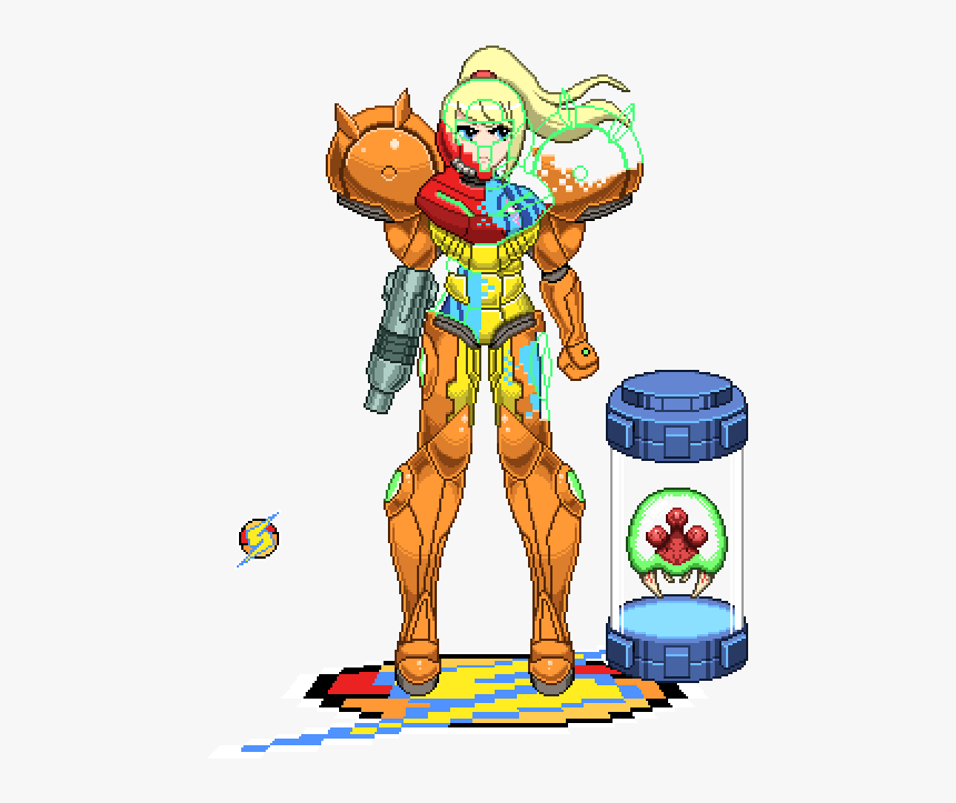 Samus Aran And Metroid Drawn By Mark (mark Apilado - Cartoon, HD Png Download