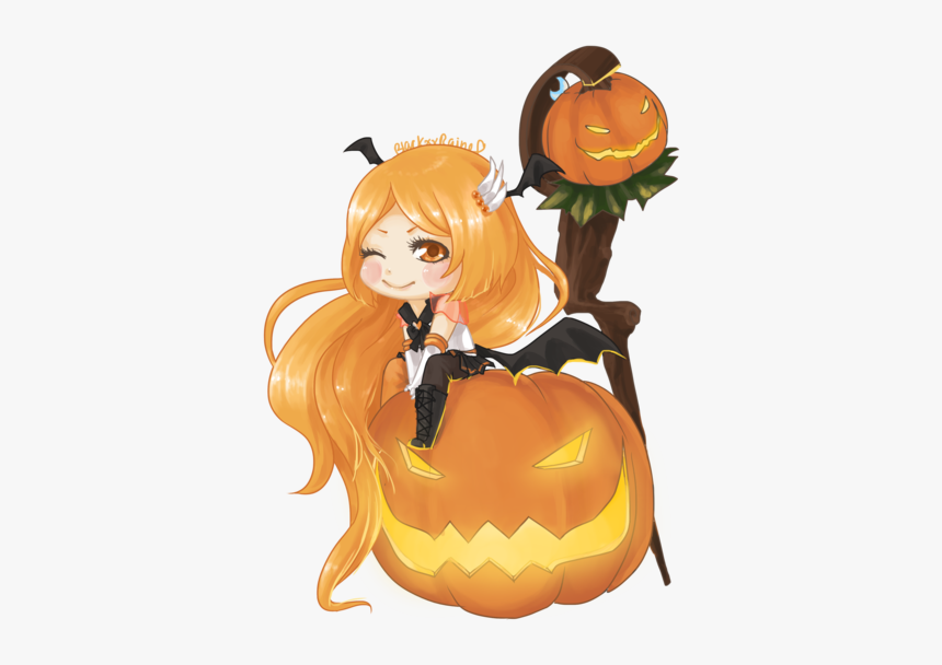 Transparent Pumpkins Anime - Chibi With A Pumpkin, HD Png Download