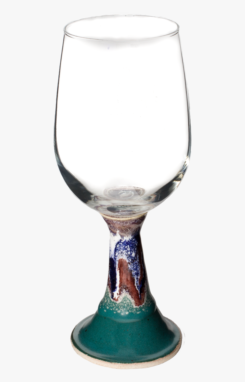 Handmade Glass Top Wtih Pottery Base Wine Goblet - Champagne Stemware, HD Png Download