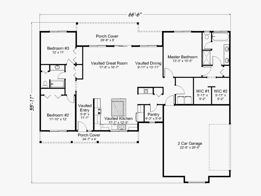 1942 Sq Ft Horseshoe Bay Floor Plan - Floor Plan, HD Png Download