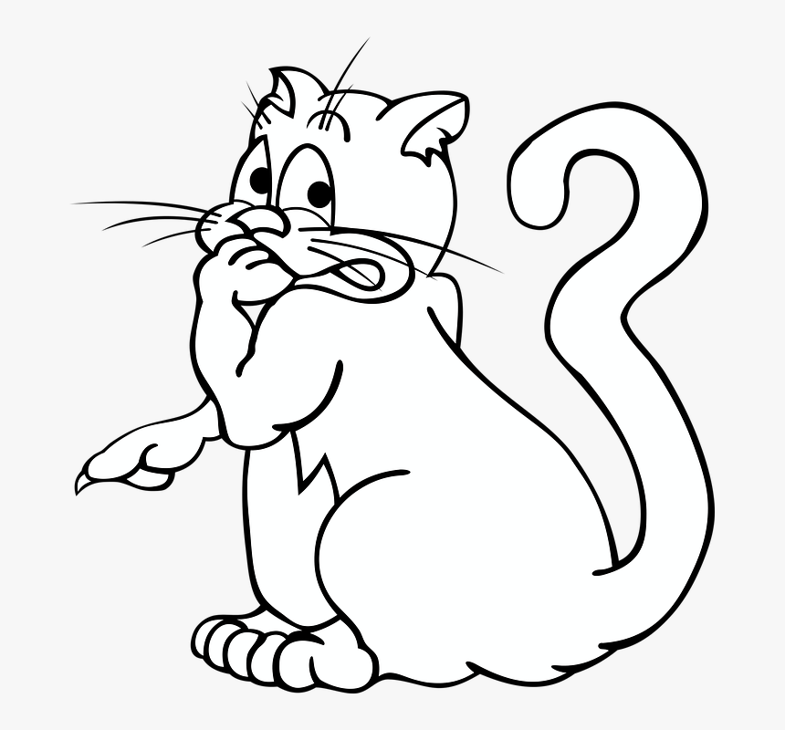 Clipart Baseball Cat - Coloring Cat Scared, HD Png Download