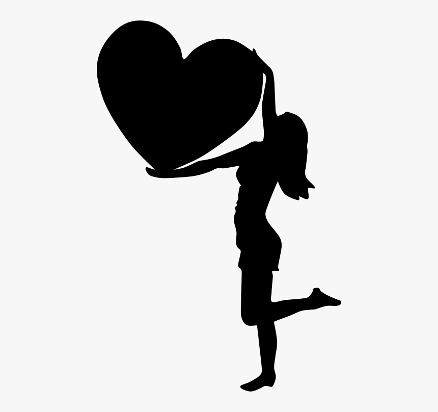 Woman Silhouette With Heart, HD Png Download