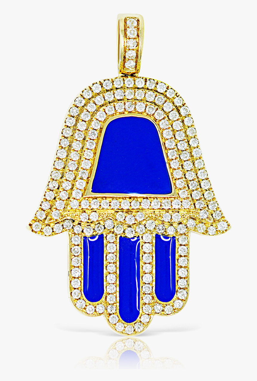 10k Yellow Gold Blue Hamsa Pendant - Pendant, HD Png Download