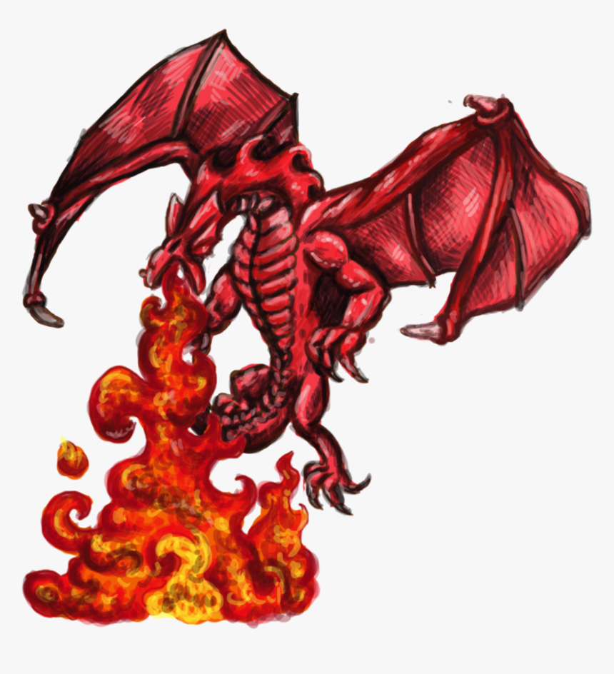 Transparent Red Fire Png - Fire Breathing Dragon Cartoon Png, Png Download