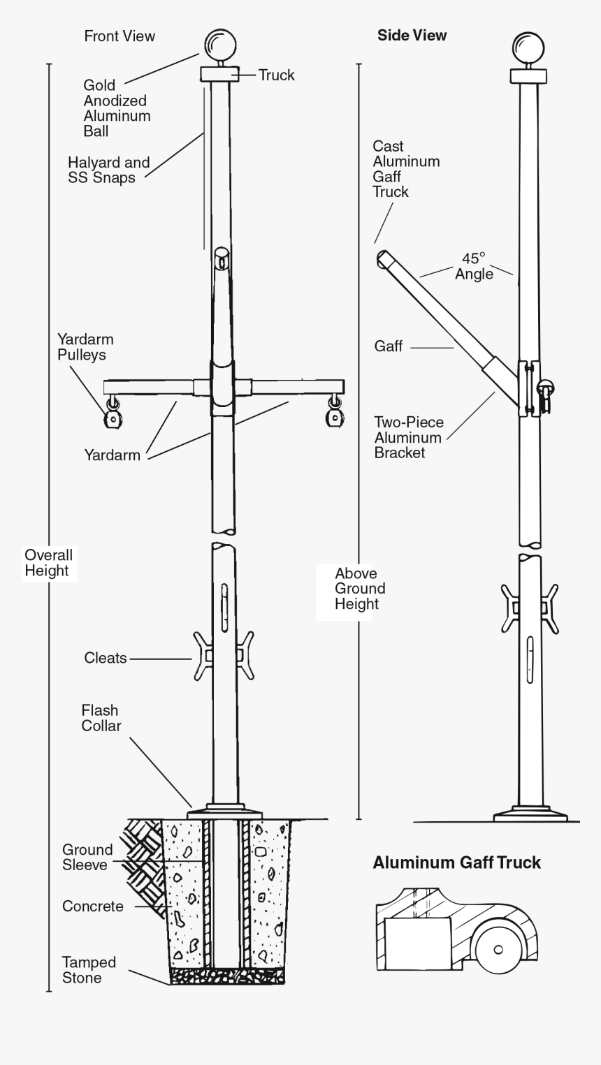 Yardarm Flagpole, HD Png Download