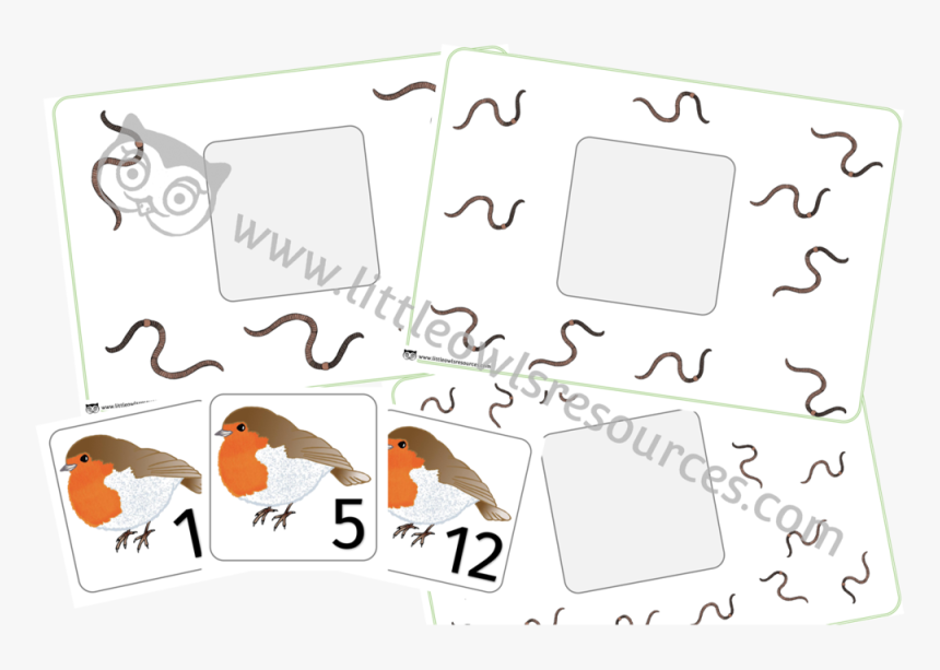 Winter Robin/worms Number/counting Activity - Cartoon, HD Png Download