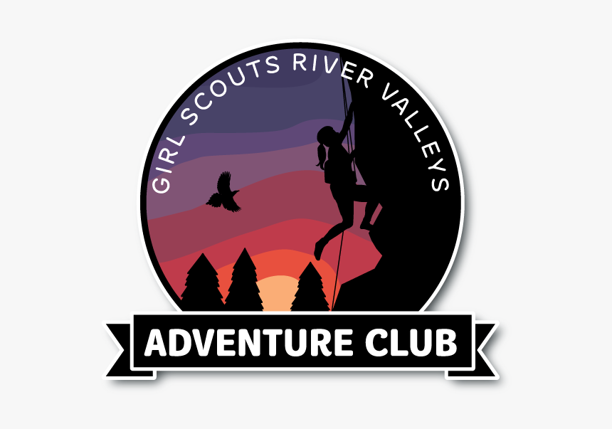 Adventure Club Patch Featuring A Girl Rock Climbing - Silhouette, HD Png Download