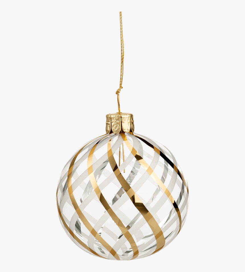 Glass Bauble Clear With Gold-white Net Pattern, 6 Cm - Gold Transparent Bauble Png, Png Download