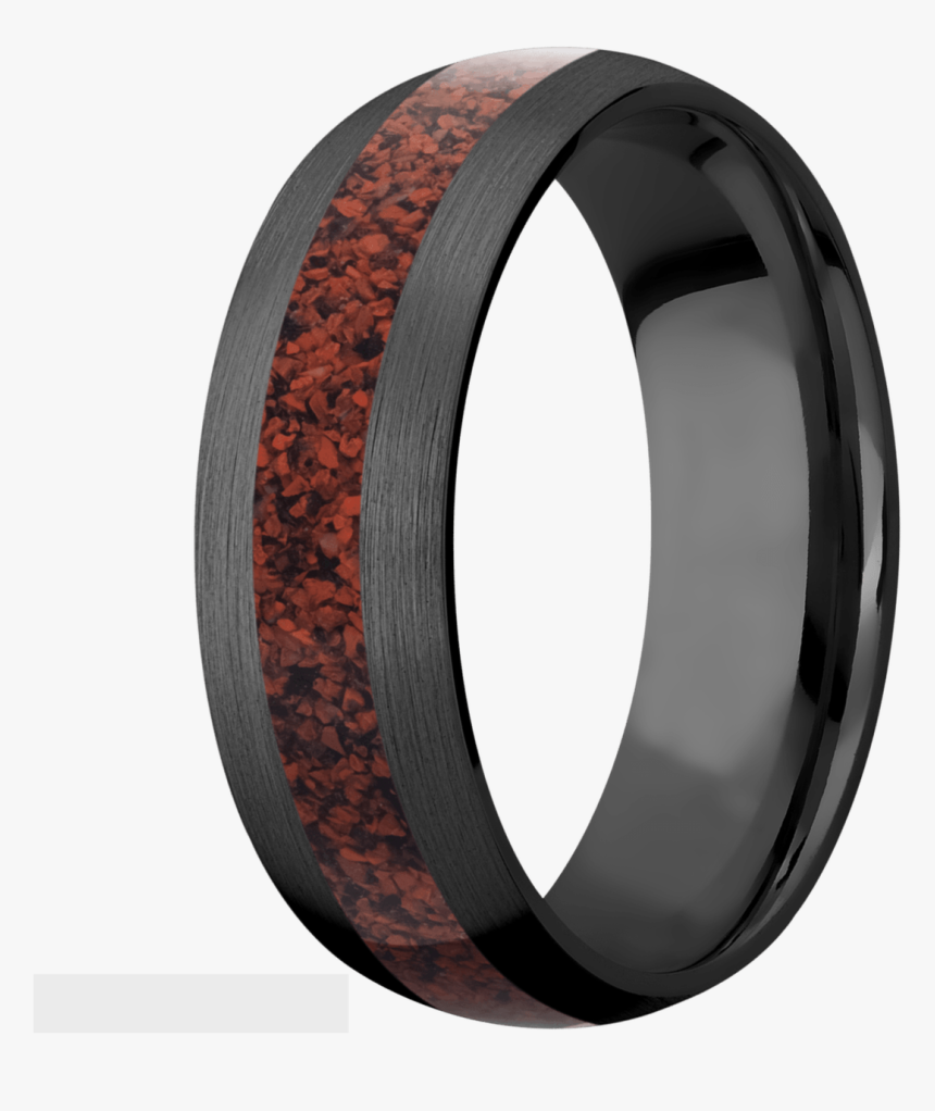 Men S Black Zirconium Red Dinosaur Bone Inlay Ring - Bangle, HD Png Download