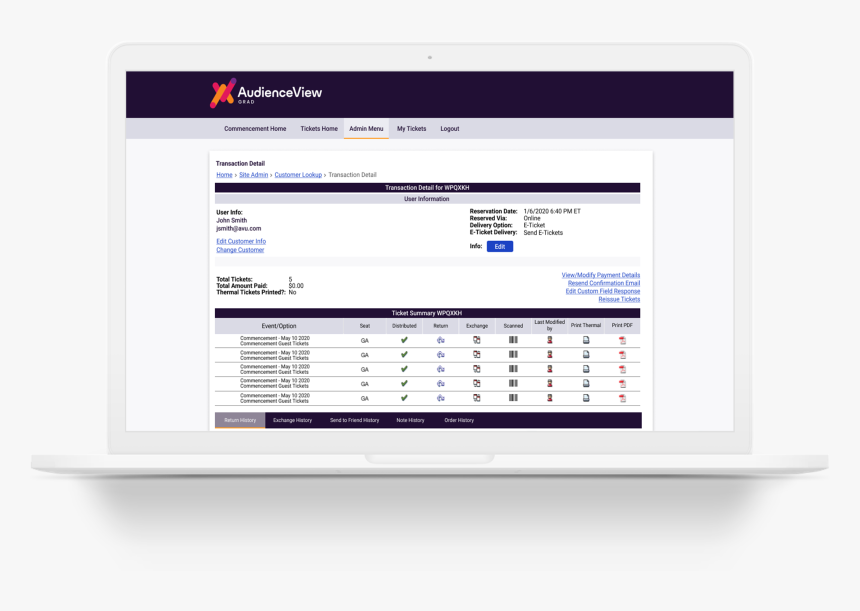 Laptop Showing Audienceview Grad Dashboard - Utility Software, HD Png Download
