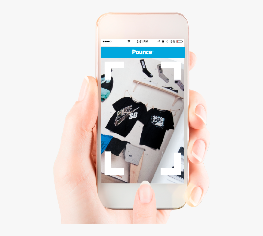 Hand Holding Phone With Pounce App Running, Taking - Pounce App, HD Png Download