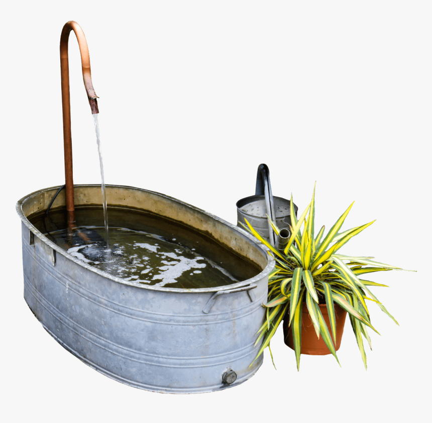 Decoración Del Jardín - Galvanized Tub Water Features, HD Png Download