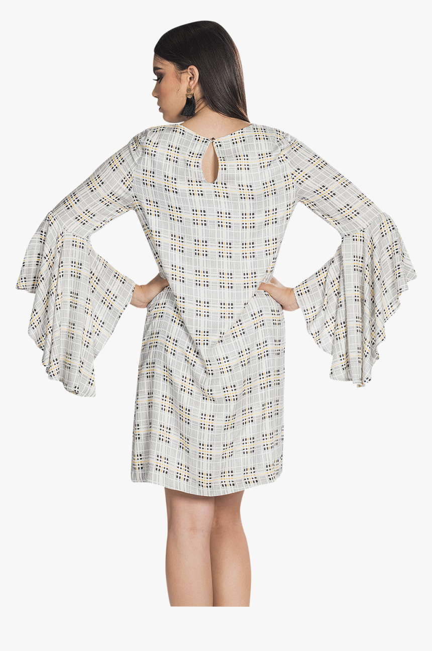 White Bell Sleeve Plus Size Dress, HD Png Download