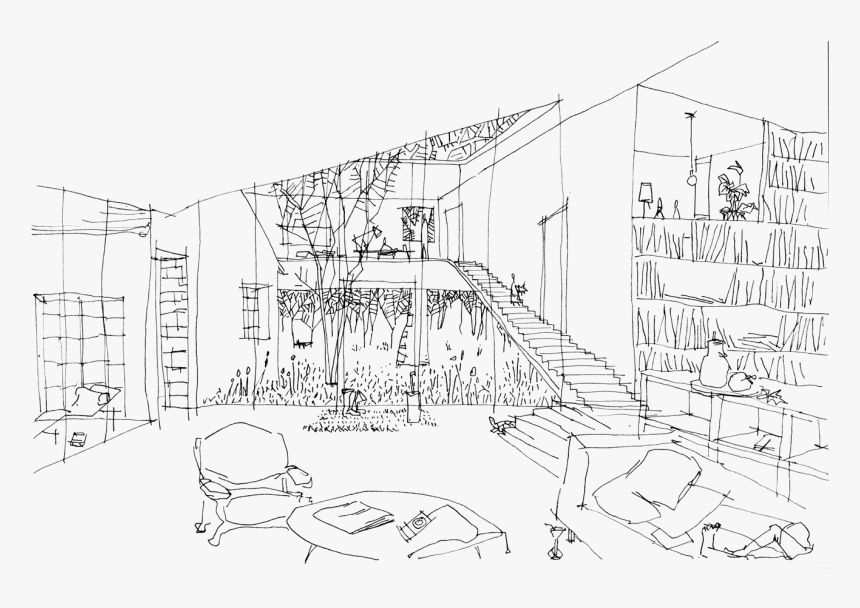 Related Architectural Sketches Rough - Le Corbusier Interior Sketch, HD Png Download