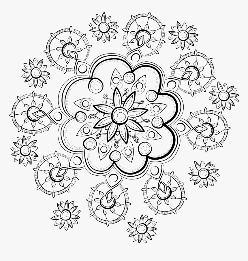 Transparent Mandala Clipart Black And White - Pattern Flower Design Transparent, HD Png Download
